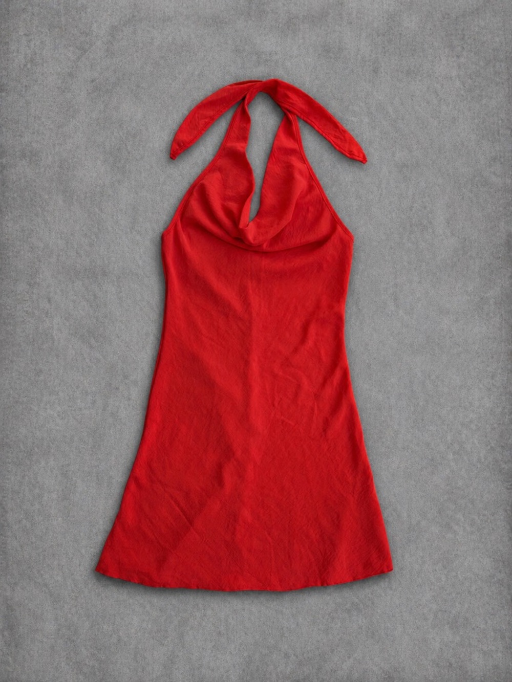 See You Monday Red-Orange Halter Mini Dress